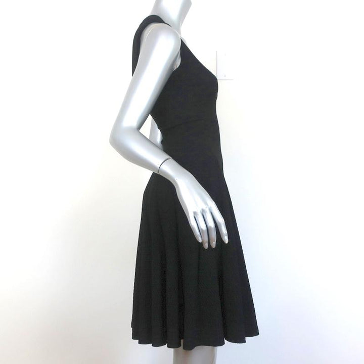 Alaia Fit &amp; Flare Dress Black Stretch Knit Size 36 Sleeveless Scoop Neck NEW - Celebrity Owned