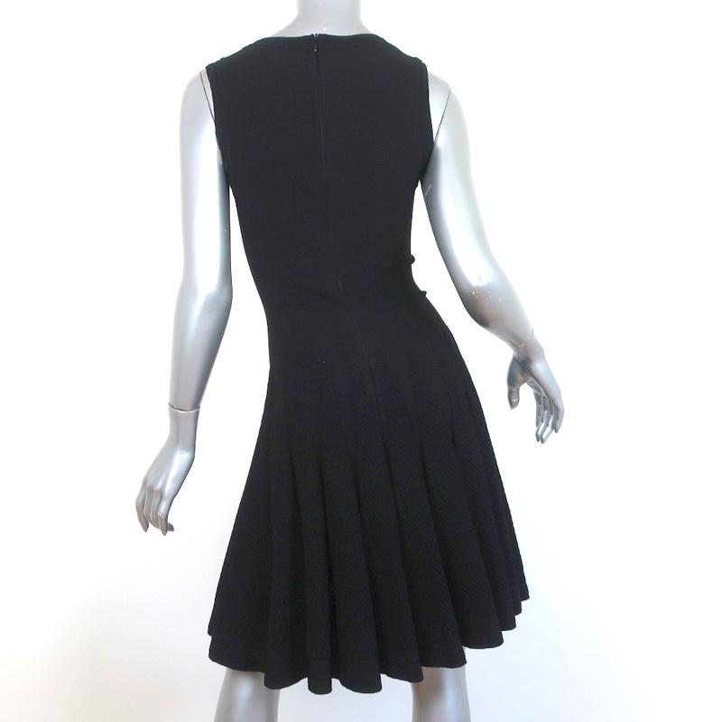Alaia Fit &amp; Flare Dress Black Stretch Knit Size 36 Sleeveless Scoop Neck NEW - Celebrity Owned