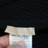 Alaia Fit & Flare Dress Black Stretch Knit Size 36 Sleeveless Scoop Neck NEW - Celebrity Owned