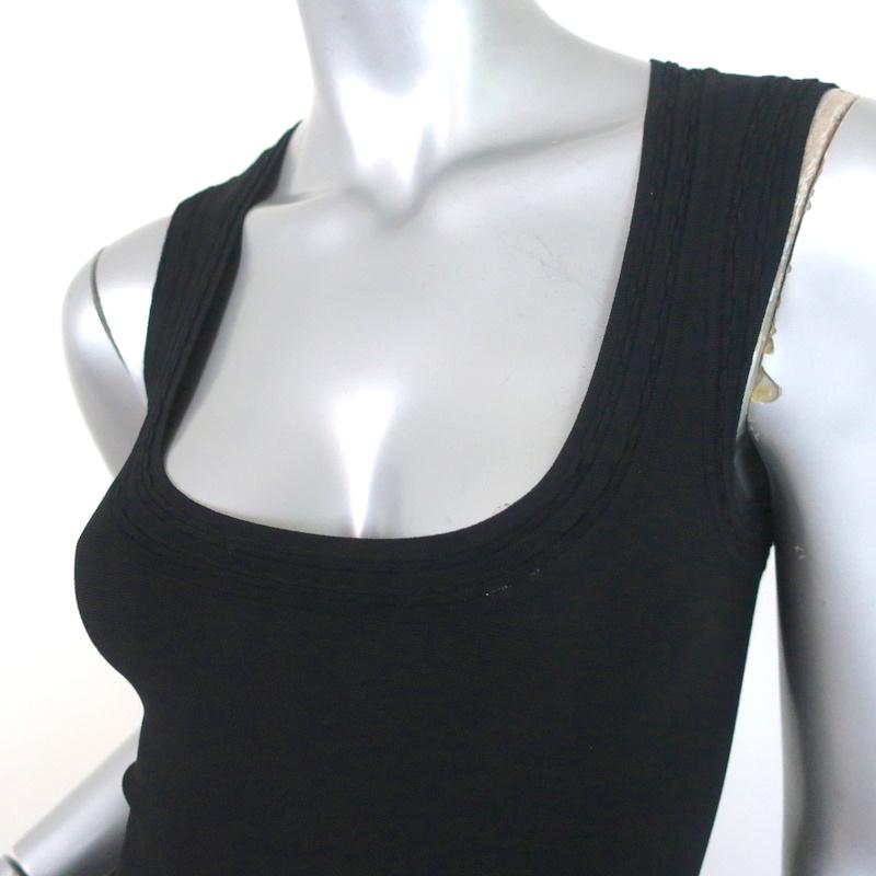 Alaia Fit &amp; Flare Dress Black Stretch Knit Size 36 Sleeveless Scoop Neck NEW - Celebrity Owned