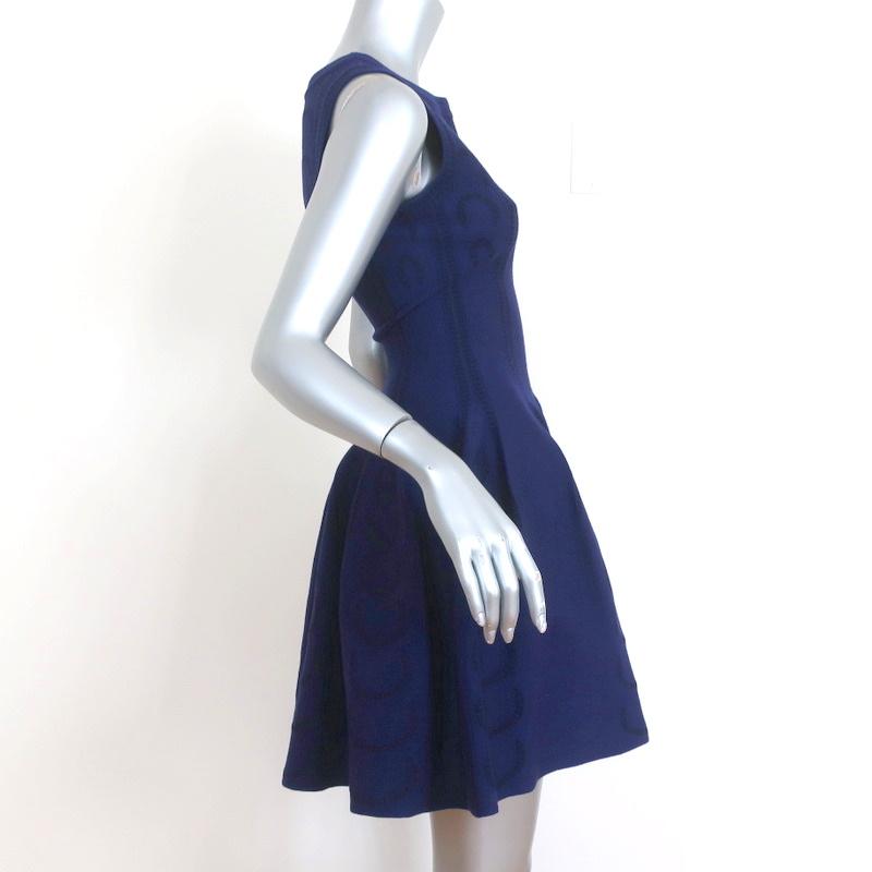 Alaia Fit & Flare Dress Cobalt Intarsia Knit Size 40 Sleeveless Mini N Celebrity Owned Alaia Fit & Flare Dress Cobalt Intarsia Knit Size 40 Sleeveless Mini N Celebrity Owned