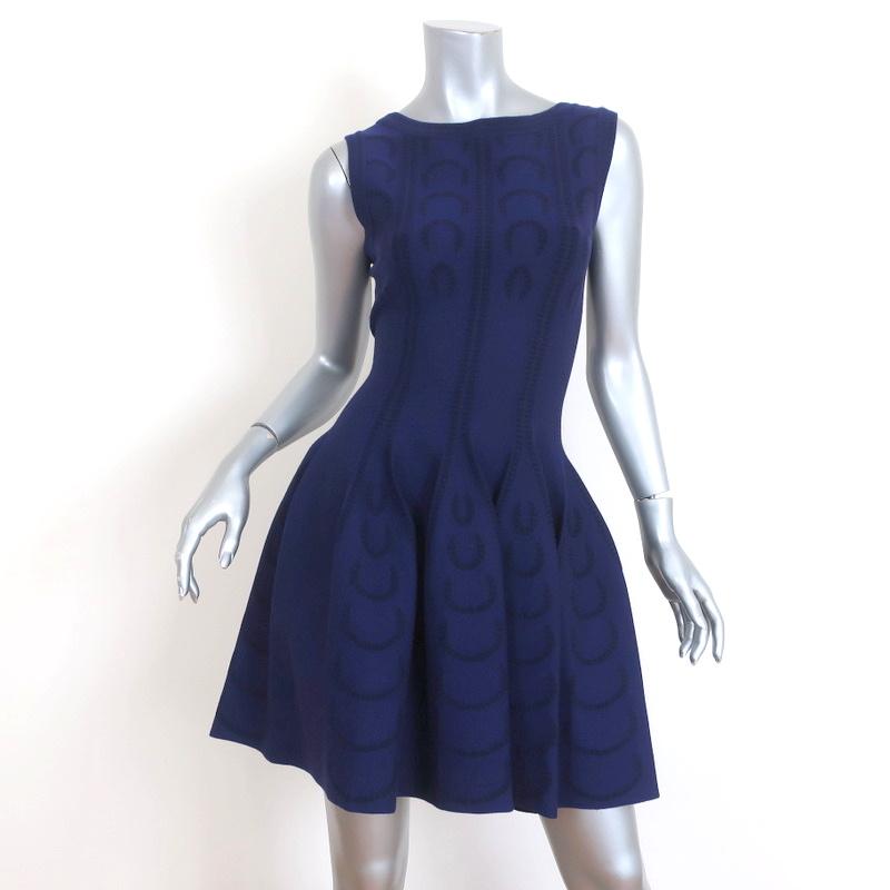 Alaia Fit & Flare Dress Cobalt Intarsia Knit Size 40 Sleeveless Mini N Celebrity Owned Alaia Fit & Flare Dress Cobalt Intarsia Knit Size 40 Sleeveless Mini N Celebrity Owned