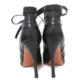 Alaia Lace-Up Booties Black Cutout Leather Size 36.5 Open Toe Ankle Boots - Celebrity Owned