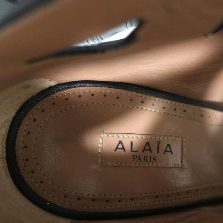 Alaia Lace-Up Booties Black Cutout Leather Size 36.5 Open Toe Ankle Boots - Celebrity Owned