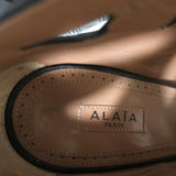 Alaia Lace-Up Booties Black Cutout Leather Size 36.5 Open Toe Ankle Boots - Celebrity Owned