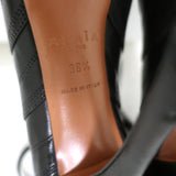 Alaia Lace-Up Booties Black Cutout Leather Size 36.5 Open Toe Ankle Boots - Celebrity Owned