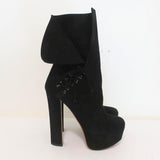 Alaia Lace-Up Platform Boots Black Suede Size 37.5 - Celebrity Owned