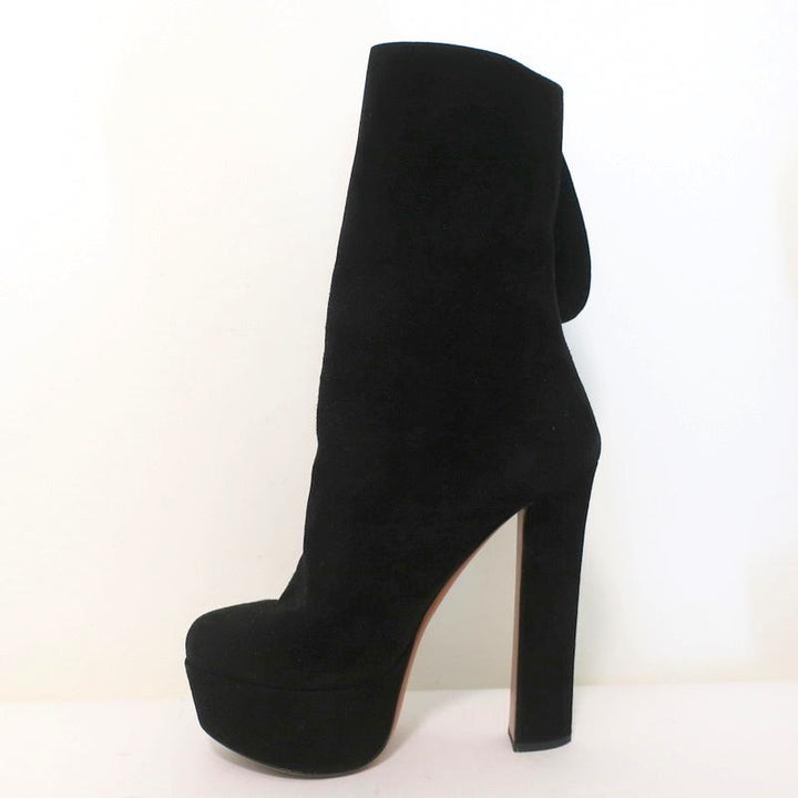Alaia Lace-Up Platform Boots Black Suede Size 37.5 - Celebrity Owned