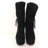 Alaia Lace-Up Platform Boots Black Suede Size 37.5 - Celebrity Owned