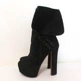 Alaia Lace-Up Platform Boots Black Suede Size 37.5 - Celebrity Owned