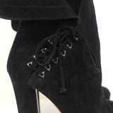 Alaia Lace-Up Platform Boots Black Suede Size 37.5 - Celebrity Owned