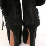 Alaia Lace-Up Platform Boots Black Suede Size 37.5 - Celebrity Owned