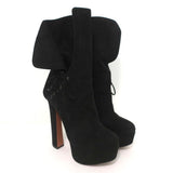 Alaia Lace-Up Platform Boots Black Suede Size 37.5 - Celebrity Owned