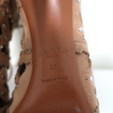 Alaia Studded Laser Cut Booties Blush Suede Size 35 Open Toe Ankle Boots - Celebrity Owned