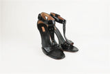 Alaia T-Strap Sandals Black Patent Leather Size 38.5 Open Toe Heel - Celebrity Owned