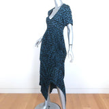 A.L.C. Asymmetric Midi Dress Kylia Blue/Black Pleated Printed Silk Size 6 NEW - Celebrity Owned