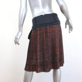 A.L.C. Belted Skirt Brown/Navy Printed Pleated Crepe Size 4 - Celebrity Owned