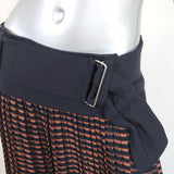 A.L.C. Belted Skirt Brown/Navy Printed Pleated Crepe Size 4 - Celebrity Owned