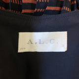 A.L.C. Belted Skirt Brown/Navy Printed Pleated Crepe Size 4 - Celebrity Owned