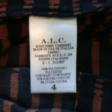 A.L.C. Belted Skirt Brown/Navy Printed Pleated Crepe Size 4 - Celebrity Owned