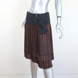 A.L.C. Belted Skirt Brown/Navy Printed Pleated Crepe Size 4 - Celebrity Owned