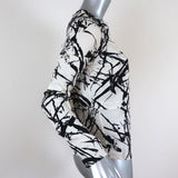 A.L.C. Blouse Presley White/Black Splatter Print Silk Size 4 Long Sleeve Top - Celebrity Owned