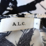 A.L.C. Blouse Presley White/Black Splatter Print Silk Size 4 Long Sleeve Top - Celebrity Owned