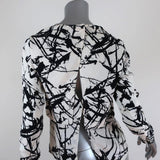 A.L.C. Blouse Presley White/Black Splatter Print Silk Size 4 Long Sleeve Top - Celebrity Owned
