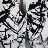A.L.C. Blouse Presley White/Black Splatter Print Silk Size 4 Long Sleeve Top - Celebrity Owned