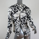 A.L.C. Blouse Presley White/Black Splatter Print Silk Size 4 Long Sleeve Top - Celebrity Owned