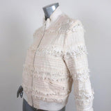 A.L.C. Bomber Jacket Judd Cream Fringe Tweed Size 8 - Celebrity Owned