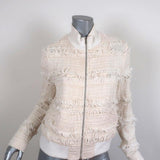 A.L.C. Bomber Jacket Judd Cream Fringe Tweed Size 8 - Celebrity Owned