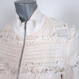 A.L.C. Bomber Jacket Judd Cream Fringe Tweed Size 8 - Celebrity Owned