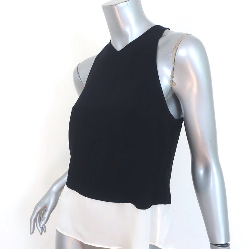 A.L.C. Double Layer Tank Top Findley Black/White Crepe Size 4 Sleeveless Blouse - Celebrity Owned