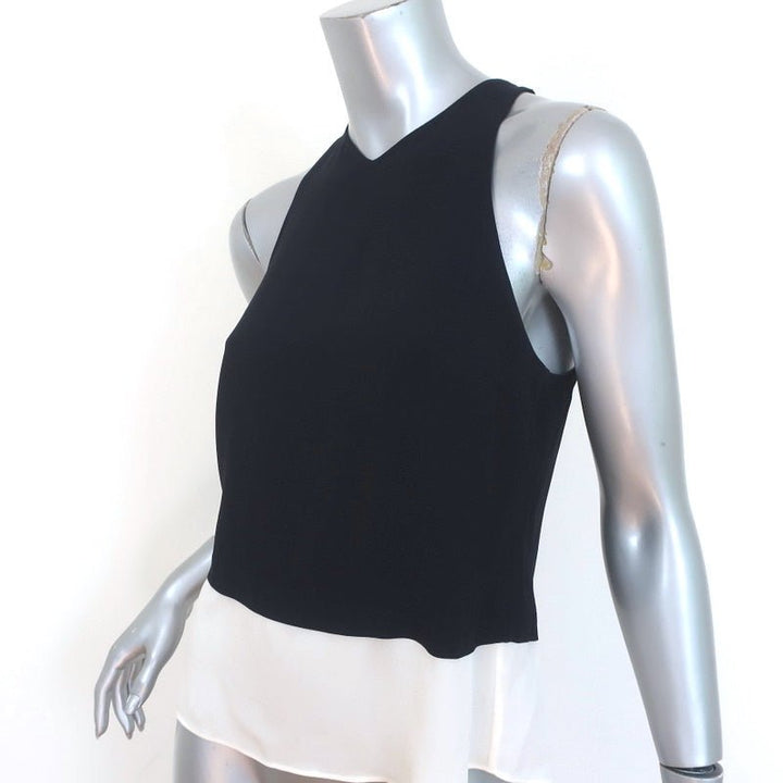 A.L.C. Double Layer Tank Top Findley Black/White Crepe Size 4 Sleeveless Blouse - Celebrity Owned