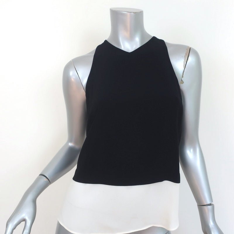 A.L.C. Double Layer Tank Top Findley Black/White Crepe Size 4 Sleeveless Blouse - Celebrity Owned