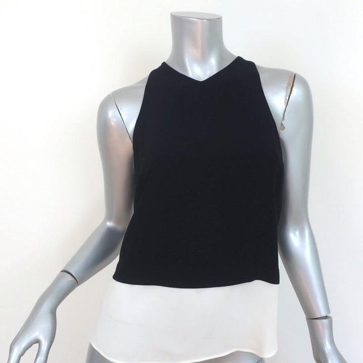 A.L.C. Double Layer Tank Top Findley Black/White Crepe Size 4 Sleeveless Blouse - Celebrity Owned