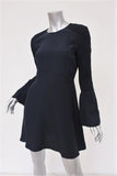 A.L.C. Dress Alexa Navy Smocked Silk Size 8 Bell Sleeve Mini - Celebrity Owned