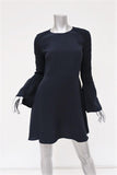 A.L.C. Dress Alexa Navy Smocked Silk Size 8 Bell Sleeve Mini - Celebrity Owned