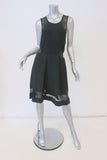 A.L.C. Dress Black Crochet-Inset Rayon Knit Size Large Sleeveless Fit & Flare - Celebrity Owned