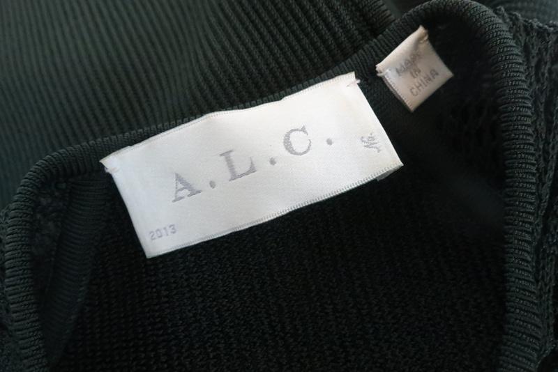 A.L.C. Dress Black Crochet-Inset Rayon Knit Size Large Sleeveless Fit &amp; Flare - Celebrity Owned