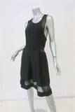 A.L.C. Dress Black Crochet-Inset Rayon Knit Size Large Sleeveless Fit & Flare - Celebrity Owned