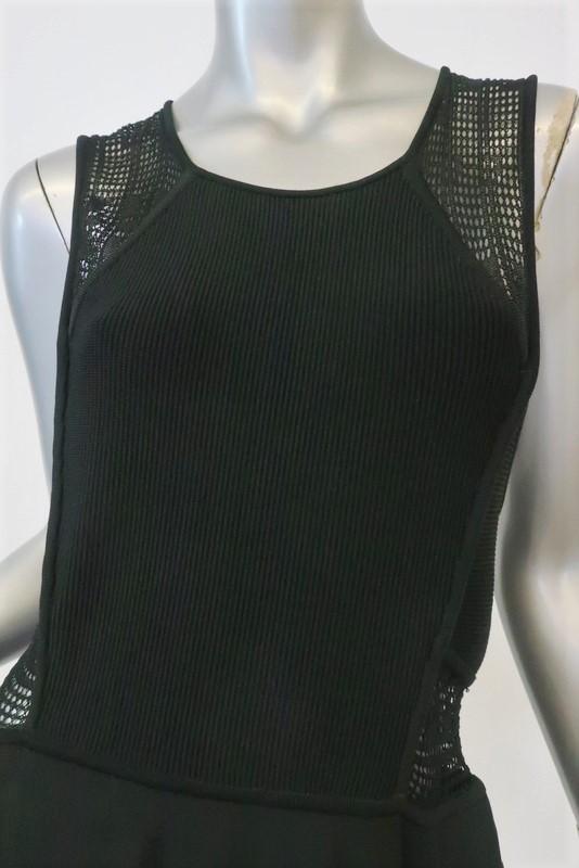 A.L.C. Dress Black Crochet-Inset Rayon Knit Size Large Sleeveless Fit &amp; Flare - Celebrity Owned