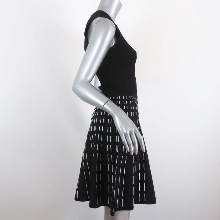 A.L.C. Dress Black/White Stretch Knit Size Extra Small Sleeveless Fit &amp; Flare - Celebrity Owned