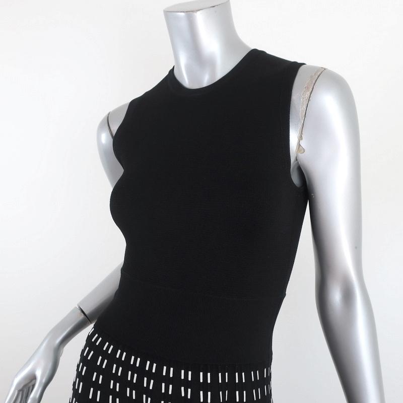 A.L.C. Dress Black/White Stretch Knit Size Extra Small Sleeveless Fit &amp; Flare - Celebrity Owned