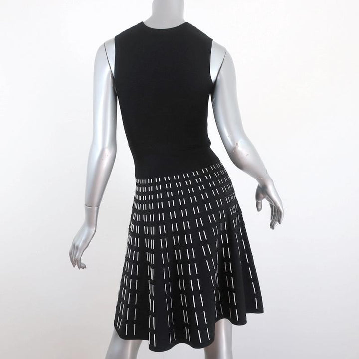 A.L.C. Dress Black/White Stretch Knit Size Extra Small Sleeveless Fit &amp; Flare - Celebrity Owned