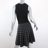 A.L.C. Dress Black/White Stretch Knit Size Extra Small Sleeveless Fit & Flare - Celebrity Owned