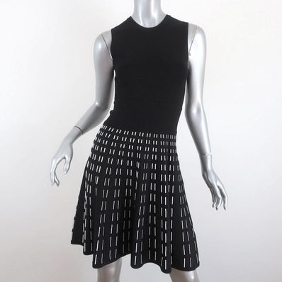 A.L.C. Dress Black/White Stretch Knit Size Extra Small Sleeveless Fit & Flare - Celebrity Owned