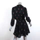 A.L.C. Dress Dasha Black Floral Print Silk Size 2 Long Sleeve Mini - Celebrity Owned
