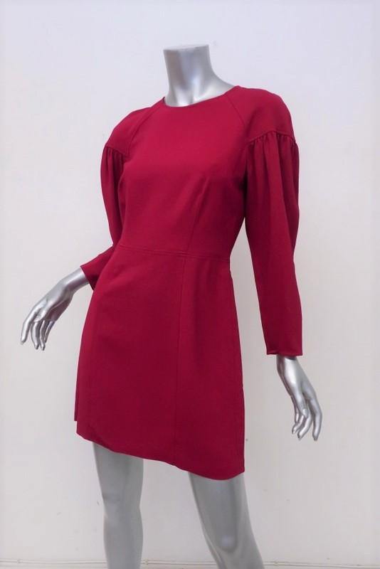 A.L.C. Dress Renton Magenta Stretch Crepe Size 4 Puff-Sleeve Mini NEW - Celebrity Owned